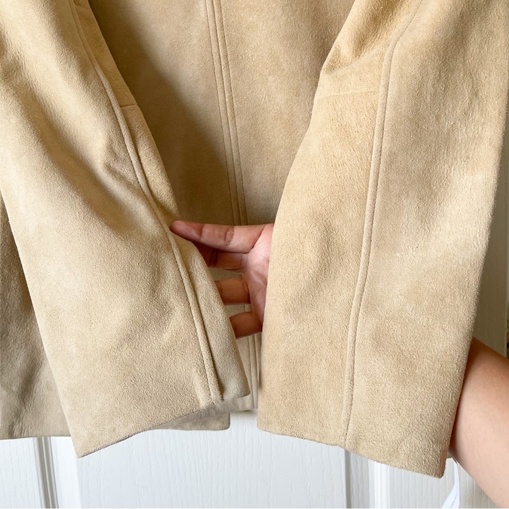 Reformation Veda Lincoln Suede Jacket Oat Distressed Leather XS NWT - Picture 6 of 11